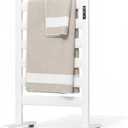 Freestanding Heated Towel Rack Large Capacity, 6 Bars, PTC Fast Heating, Adjustable LED Timer, Auto Shut-Off,High Temperature,Matte White,for Bathroom & Home