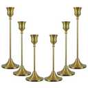 Candlestick Holders, Taper Candle Holders Set of 6, Vintage Candle Holder Decor for Table Centerpiece, Fireplace Mantel, Weddings & Housewarming (Brass Gold, 6 pcs)