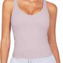 Dragon Fit Women's Padded Workout Tank Tops Fitted Wirefree Longline Sports Bra for Gym Yoga (Pink, M)