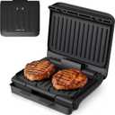 KEINVE 2-Serving Electric Grill and Panini Press, Tilted Grilling Surface for Rapid Oil Drainage, Non-Stick Coating Easy to Clean