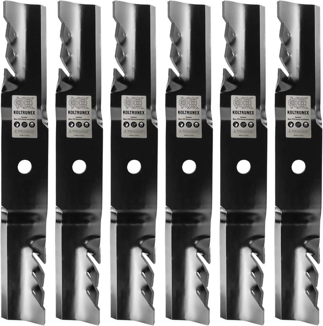 High Lift Mower Blades for Oregon 396-730 G6 Gator, Replacement for John Deere M128485 M131958 M144196 M163983 TCU15881 60 Inch Deck Circle Center Hole 6PCS