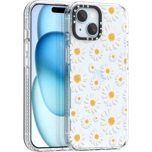 for iPhone 15 White Daisy Flower Clear Phone Case