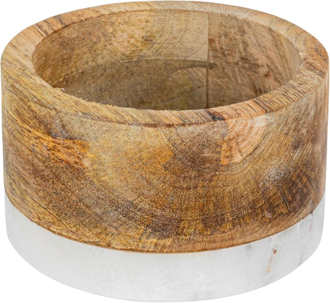 Mango Wood and Marble Bottle Holder