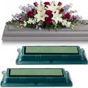 2 Pack Plastic Floral Casket Saddle with Foam,24.02 x 10.63 x 3.07 Inch