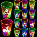 mishunyus 24 Pcs Christmas Party Cups, Glow Christmas Theme Cups, for Holiday Party Supplies, for Nighttime Fun, BBQ, Holiday Decor, with 8 pattern
