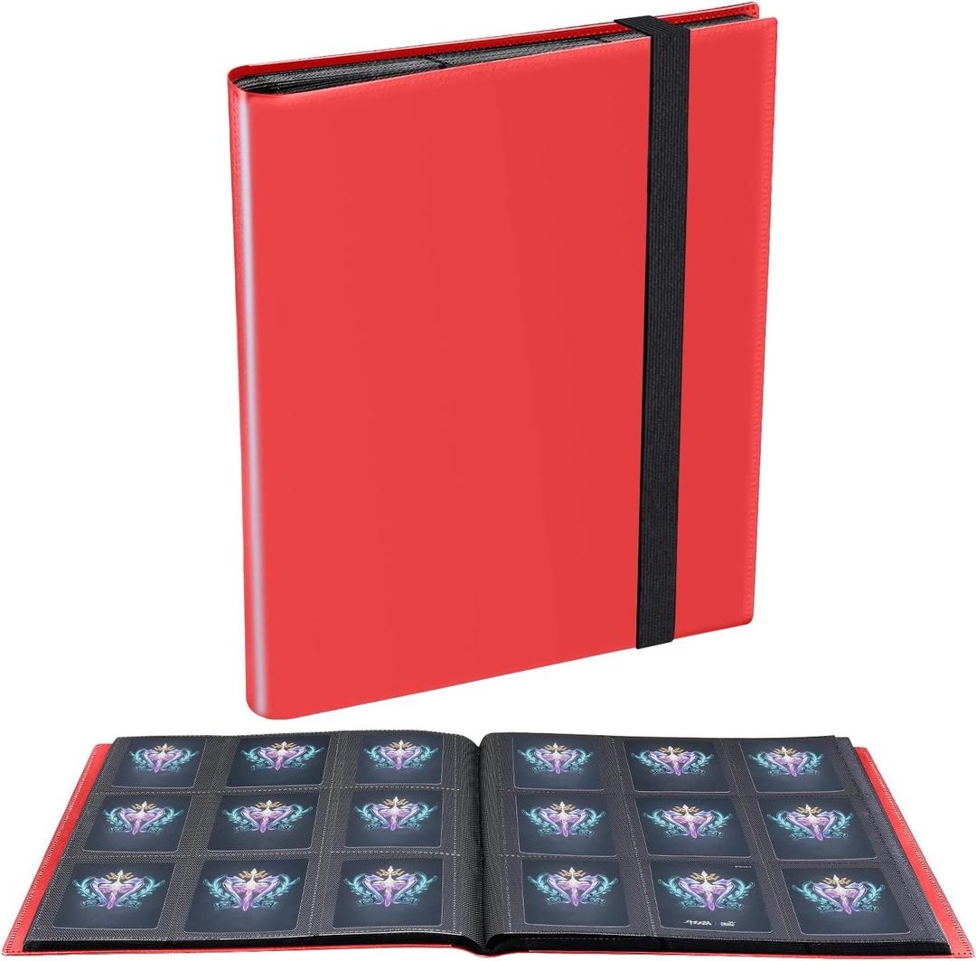 Upgraded 9 Pockets Trading Card Collection Binder, 360 Book Holder Album for Yugioh, MTG, TCG, Magic, Sports Cards - Red