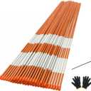 Sunnyglade 50PCS 48 Inch Driveway Marker Set 5/16 Inch Dia Fiberglass Reflective Snow Stakes with Steel Drill Bit & Protection Gloves for Parking Lots, Walkways(50, 5/16 Inch)