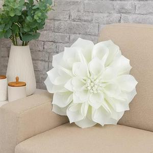 Handmade 3D Heart-Shaped Petals Flower Decorative Filled Throw Pillow 13" Round - Ivory Floral Pillow for Couch, Home Dcor and Holiday, Housewarming Gift
