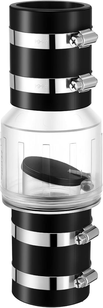 Quiet Sump Pump Check Valve, 2 Inch PVC Check Valve Fits 2" Schedule 40 Pipe, Clear, Silent Backflow Valve With Spring Loaded Flapper, Reduces Water Hammer Noise