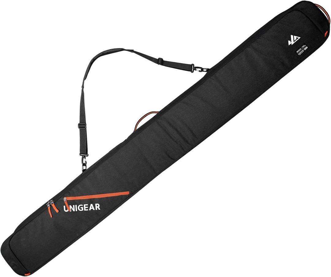 Unigear Ski Bag for Air Travel, 360 Fully Padded Protection, Water-Resistant and Durable up to 192cm for Snow Air Travel Transport (Black)