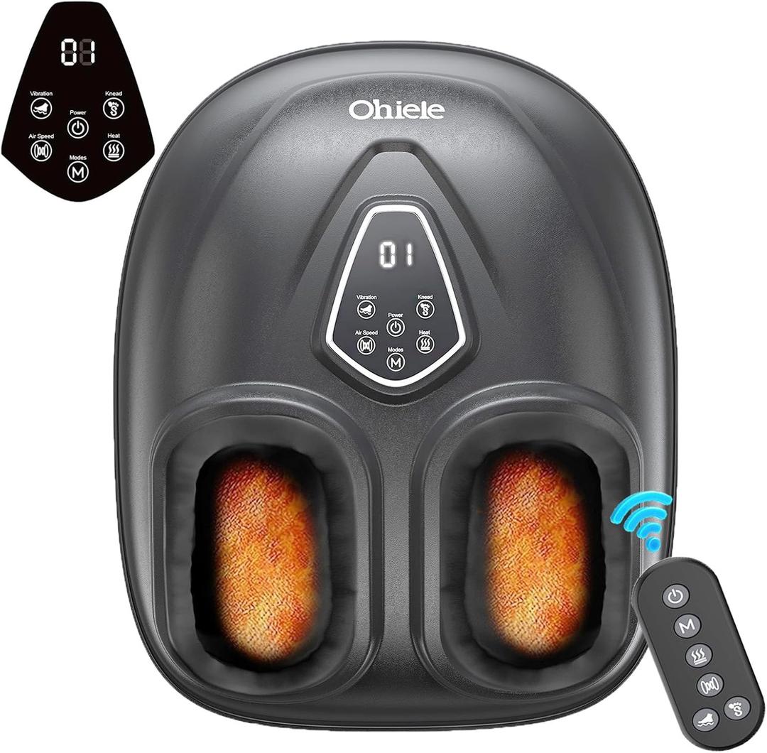Foot Massager with Heat, Shiatsu Foot Massager with Remote, Electric Feet Massage Machine for Neuropathy,Plantar Fasciitis, Circulation, FSA Eligible HSA Store Eligible Massager (Black,Corded)