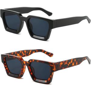 OZPYKAE Thick Square Sunglasses,Men Women Retro Chunky Rectangle Shades UV400 Protection Glasses