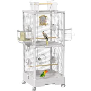 39-inch Large Double-Layer Bird Cage,Bird Flight Cage with Perch & Feeder