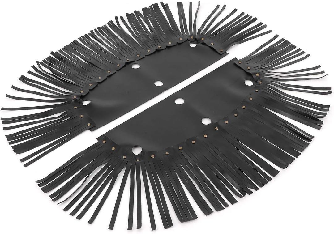 KIMISS Motorcycle Floorboard Fringe, 2Pcs Motorcycle Floorboard Fringe PU Leather Cover Universal Foot Pedal Tassel Black