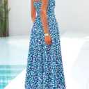 PRETTYGARDEN Womens 2026 Summer Dresses Fashion Clothing Floral Maxi Dress Ruffle Long Flowy Boho Beach Vacation Sundresses (Blue, XXL)