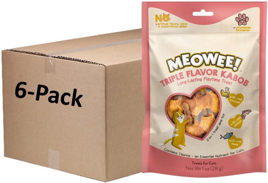 Triple Flavor Kabobs Cat Treat, 1 Ounce Bag, Long-Lasting Playtime Treat for Cats Made with Real Chicken, Salmon & Tuna