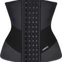 KIMIKAL Women Waist Trainer Corset Belt: Under Clothes Sport Tummy Control Long Torso Shapewear (Black, S)
