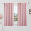 BGment Blackout Curtains 48 Inches Long for Kids Room - 34 x 48 inch Curtains Rod Pocket and Back Tab Thermal Insulated Room Darkening Curtains for Kitchen/Cafe Room, 2 Window Panels, Pink