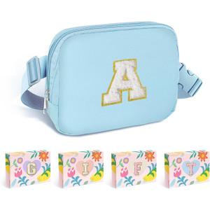 COSHAYSOO Blue Fanny Pack for Girls Purse Crossbody Belt Bag with Initials, Personalized 6 7 8 9 10 11 12 Year Old Teen Girl Birthday Gift Ideas Christmas Gifts Preteen Tween Trendy Stuff Letter A