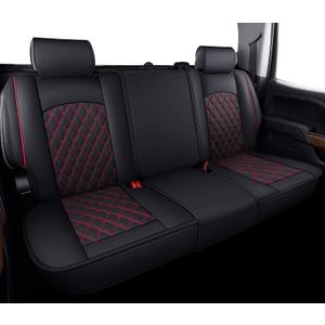 Aierxuan Back Seat Covers for Chevy Silverado GMC Sierra Pickup Custom Fit 2007-2026 1500 2500HD 3500HD Crew Double Extended Cab Waterproof Leather Split Bench 40/60, 50/50 (Rear Seat/Red)