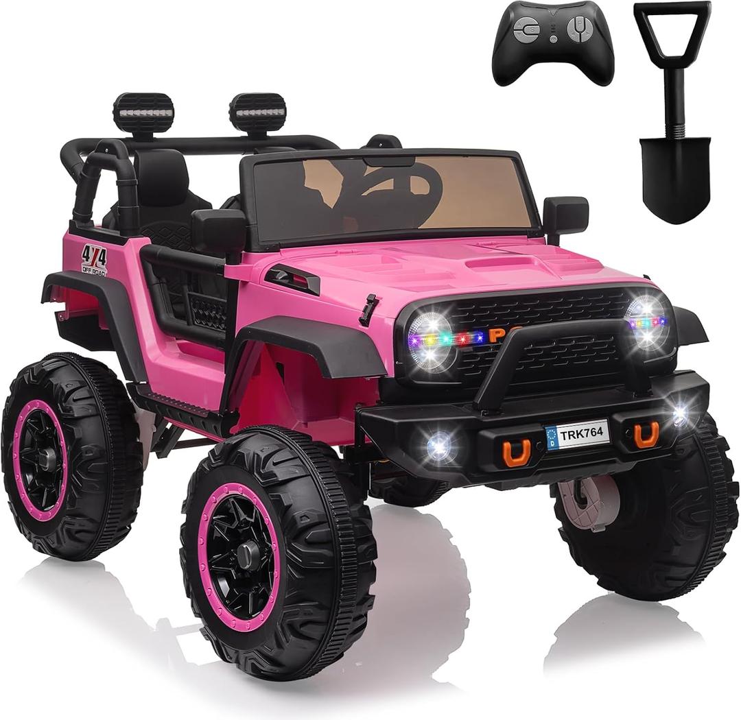 24V Ride-On Car Toys, Remote Control 4-Wheels Electric Power Car for Toddlers Kids Boys & Girls, 2-Seater Motorized Ride-On Vehicle, Pink
