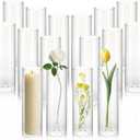 16 Pack 5.9" Tall x 1.8" Diameter Clear Glass Cylinder Vases - Multi-Use Flower Vase, Hurricane & Floating Candle Holders for Wedding Centerpieces, Home Decor, Table Displays