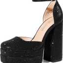 DREAM PAIRS Womens High Chunky Platform Closed Toe Block Heels Square Toe Ankle Strap Dress Wedding Party Pumps Shoes Aurelia