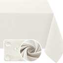 H.VERSAILTEX Linen Textured Tablecloth 60 x 102 Waterproof Decorative Table Cloth Spill-Proof Linen Look Cover for Party Table Extra Soft and Thick Fabric Wrinkle Free, Heather Ivory