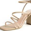 DREAM PAIRS Women's Heels Chunky Block Strappy Square Open Toe Ankle Buckle Heeled Sandals Wedding Party Dress Shoes Indie