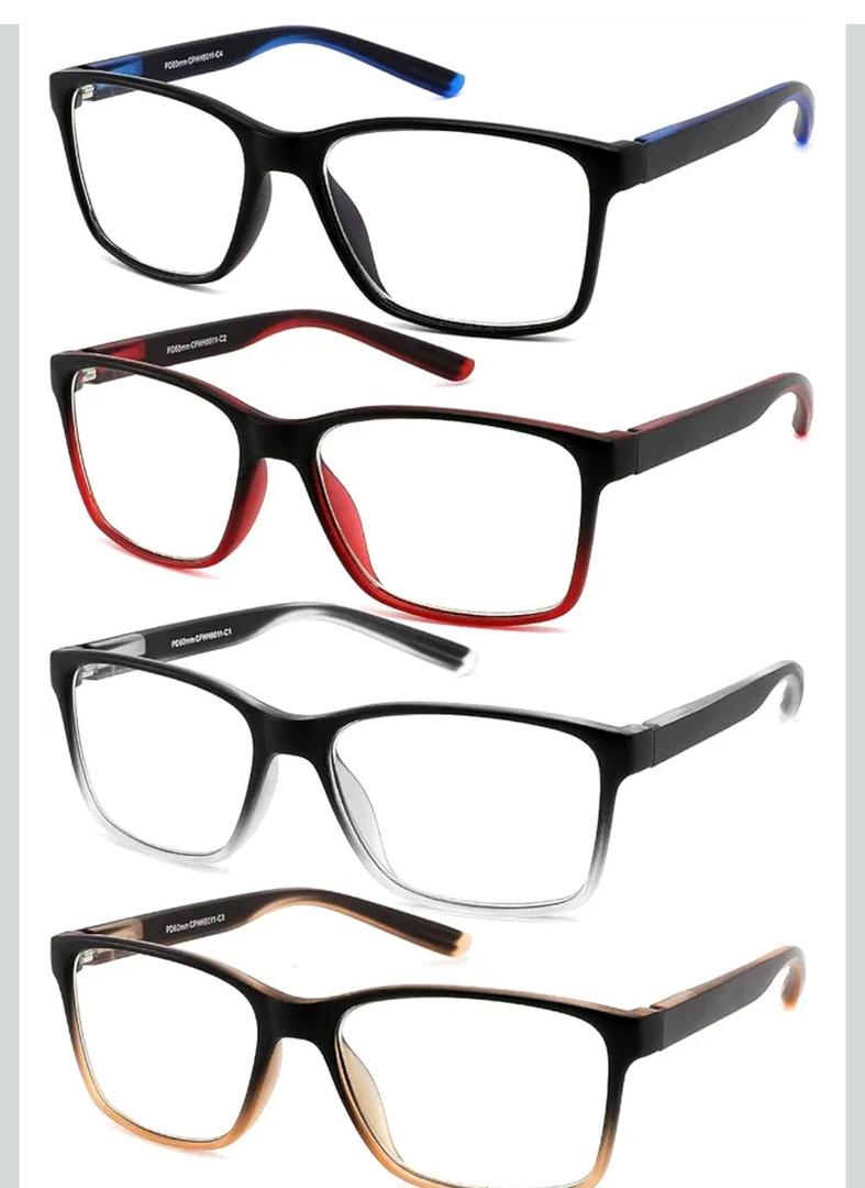 Reading Glasses for Men 4-Pack Stylish Computer Readers with Spring Hinges, Anti Glare/Eye Strain Filter UV Ray Blue Light Blocking Two-Tone Reader Eyeglasses,+1.5 Magnification Strength