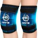 REVIX 2 Packs Knee Ice Pack Wrap, 45-Minute Long-Lasting Ice Pack for Knees with Ice Grid Gel Design, Reusable Gel Ice Wrap with Cold Compress Therapy for Thighs, Elbows, Calves & Legs (12" × 9.5")