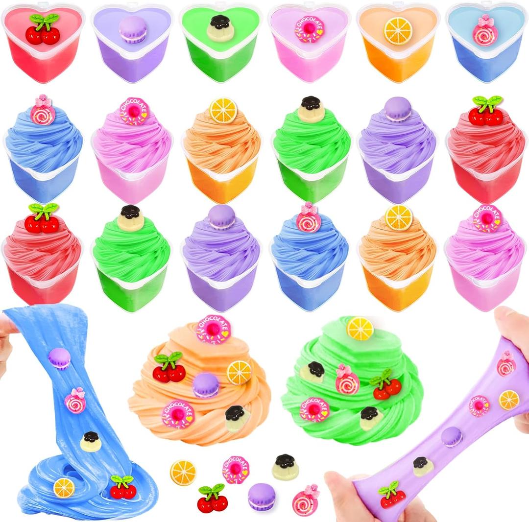24 Pack Easter Basket Stuffers, Easter Gifts for Kids Butter Slime with Charms No-Sticky Stress Relief Fidget Toys for Classroom Exchange Gift Party Favor for Girls Easter Basket Stuffer Fillers