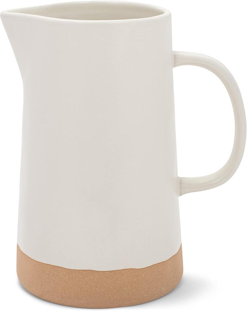 Nat & Jules Large Raw Bottom Matte White 48 ounce Ceramic Pitcher Jug (Cream)