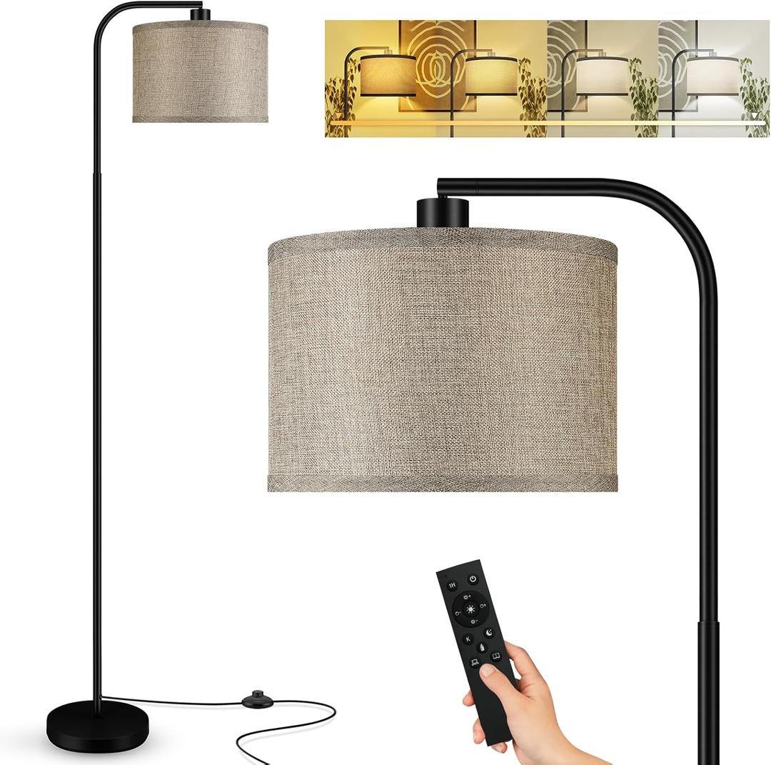 BoostArea Dimmable Floor Lamp for Living Room,Arc Sofa Lamps with Remote,Stepless Dimmable & Colors Temperature 2700k-6500k,67 in,Tall Flexible Head Standing Lamp for Bedroom Study Room Office,Jute
