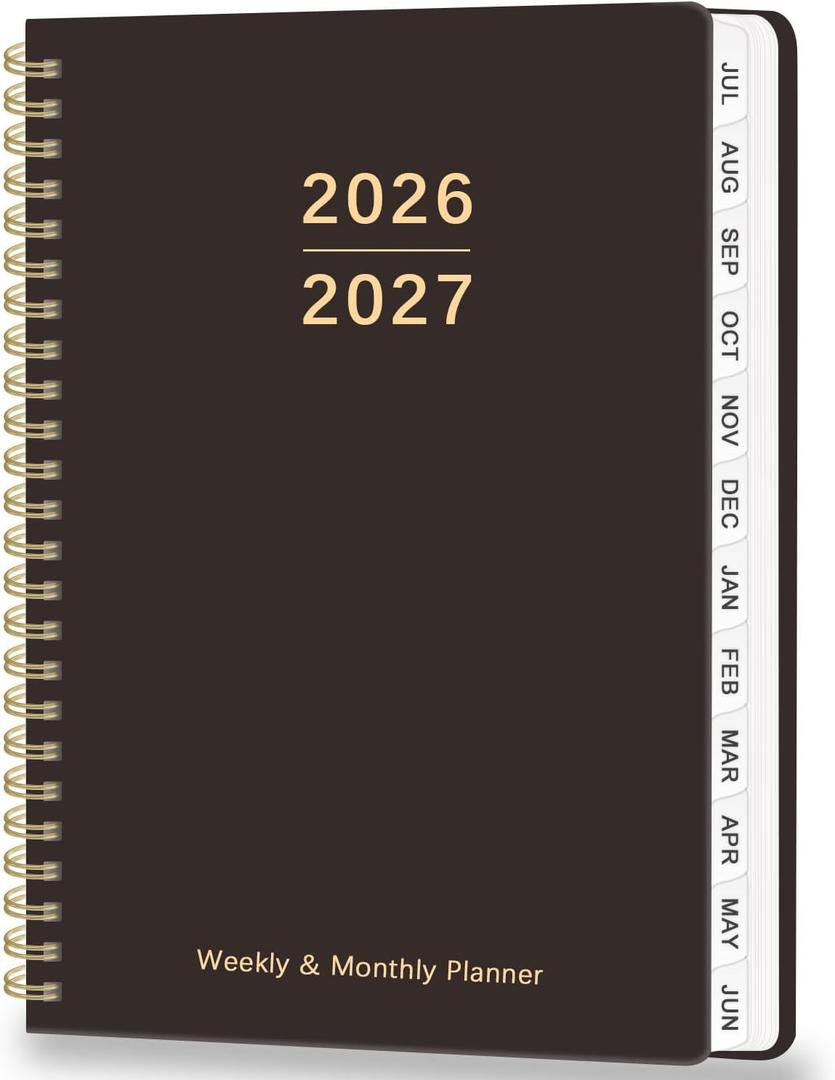 Planner 2026-2027 - Academic Planner 2026-2027 Weekly and Monthly, July 2026 - June 2027 Agenda book with Tabs, Year Calendar Planner for Office School Supplies, A5, 6.3" x 8.5" - Black
