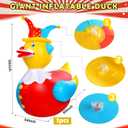 1Pcs 4.6 Feet Giant Inflatable Duck Outdoor Decorations,Huge Blow Up Yard Yellow Duck with Red Blue Clown Cloth Duck Pool Float for Summer Beach Pool Carnival Birthday Party Garden Decor (1Pack)
