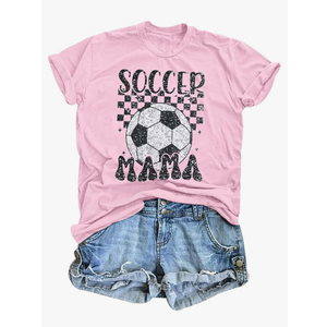 Women Soccer Mom Shirt Game Day T Shirt Soccer Mama Graphic Short Sleeve Shirt, XXL 