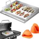 Griddle for Gas Grill- Stainless Steel Griddle, Flat Top Grill with Removable Grease Tray, Stove Top Griddle Pan for Charcoal Grill, Griddle Cooking Plate for Outdoor Grilling (23" x 16" x 2.2")
