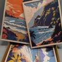 YUFEIART 3 Piece Framed Hawaii Travel Wall Art Retro Exotic Tropical Canvas Art Tropical Beach Landscape Pictures Wall Decor Ocean Sunset Art Prints for Living Room Bedroom 12"x16"