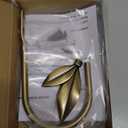 Antique Brass Curtain Holdbacks 2 Pack, Metal Olive Leaf Tiebacks Wall Mounted - Decorative Holders for Drapes & Curtains, Heavy Duty Pull Back Hooks (Antique Brass)