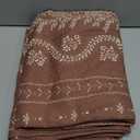 NICETOWN Vintage Floral Curtains 2 Panels 52x84 Inch, Terracotta with White Floral Leaf Print, Distressed Faux Linen Light Filtering Privacy, Retro Cottage Style Wavy Stripes for Bedroom Living Room