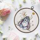 Giosve Bear Donkey Nursery Round Wall Art Canvas Framed Poster, Kids Room Decor, Cartoon Bear Donkey Floral Hanging Wall Sculptures for Kids Nursery Room Bedroom Playroom Decor, 10x10 Inch Set of 2