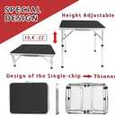 Camp Field Aluminum Folding Small Table, Adjustable Height Lightweight Portable Camping Table for Picnic Beach Outdoor Indoor (Small) (BlackB), SAMLLBLACK