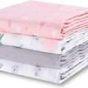 Little Grape Land Muslin Swaddle Blankets 47''x47'' 4 Pack, 100% Cotton Large Size Baby Swaddles for Newborn, Soft Breathable Baby Blankets for Newborns, Butterfly&Bunny
