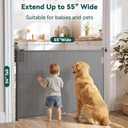 Babepai Retractable Baby Gates for Stairs, Retractable Dog Gate for Indoor/Outdoor Use | Child Gates for Doorways, Deck, Porch, Hallways, Patio (Grey, 55" Wide × 34" Height)