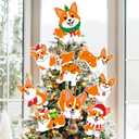 Christmas Corgi Tree Topper 9Pcs Ornament Tree Decorations for Xmas Tree Top Decoration Indoor Outdoor Home Decor Holiday Party