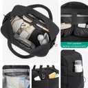 BAGSMART Gym Bag for Women, Lightweight Puffer Duffle Bag 2-PC Travel Bag, 31L Weekender Overnight Bag Quilted Carry On Tote Bag, Diaper Hospital Dance bag for Travel, Gym, Water Resistant, Black