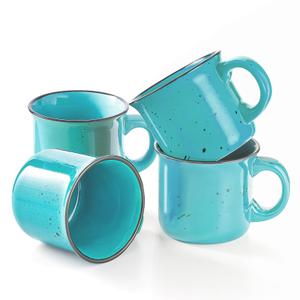 bestone Coffee Mugs Set of 416 oz Large Coffee Mugs, Ceramic Mugs with Handles,Salad,Noodles etc Coffee Mugs, Cups for Coffee Cereal Latte Microwave & Dishwasher Blue