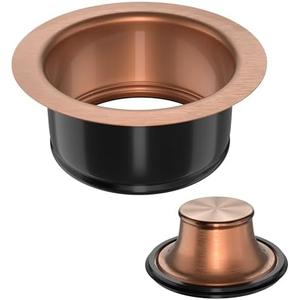 EXAKEY Kitchen Sink Garbage Disposal Flange and Stopper,Sink Drain Flange with Stopper for Garbage Disposal Stainless Steel Fit Universal 3-1/2" Standard Sink Drain Opening Antique Copper
