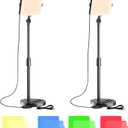 2-Pack LED Video Light with Stand, Home Studio Back Lights, Photo Lights with Color Filters for Close Photography Lighting YouTube Video Recording, Desk Game Steaming (Black)